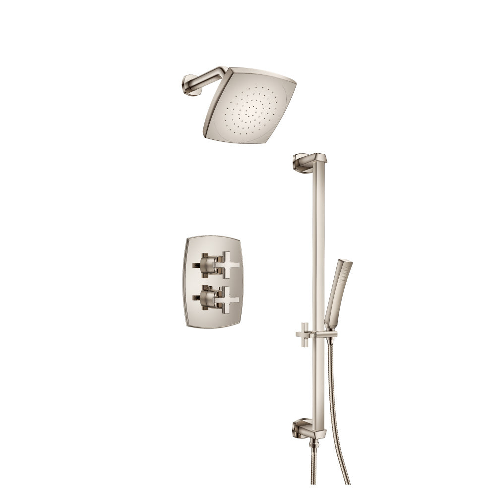 Flusso Serie 240 240.7100 Two Output Shower Set With Shower Head, Hand Held And Slide Bar