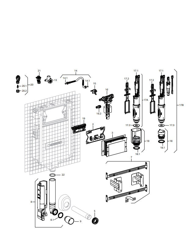 Geberit 243.272.00.1 Mounting Set For Drywall Constructions, For Sigma Concealed Cistern 8 Cm