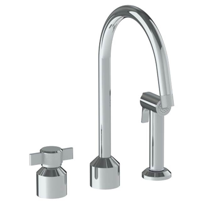 Watermark 25-7.1.3GA-IN16 Urbane Deck Mounted 3 Hole Kitchen Set With Gooseneck Spout- Includes Side Spray