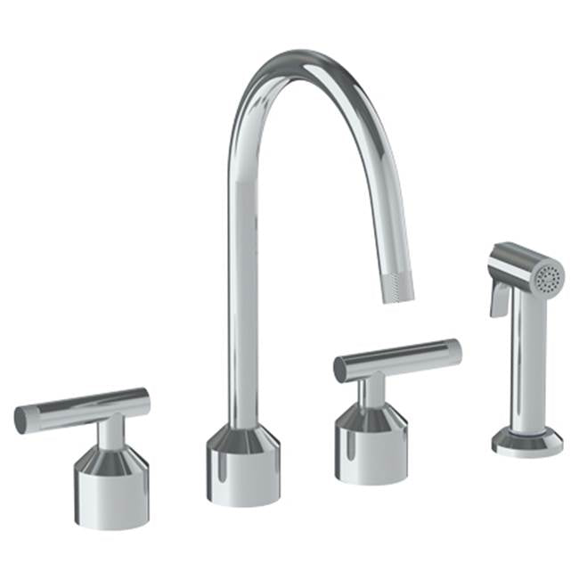 Watermark 25-7.1G-IN14 Urbane Deck Mounted 4 Hole Kitchen Set With Gooseneck Spout - Includes Side Spray