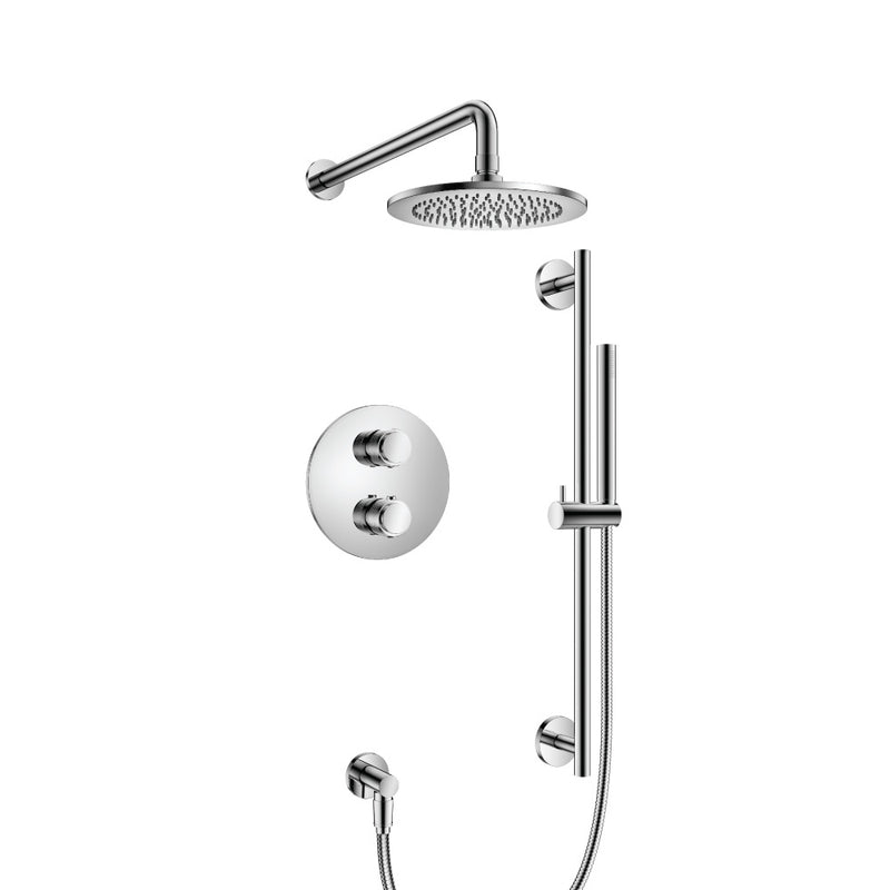 Flusso Serie 250 250.7100 Two Output Shower Set With Shower Head, Hand Held And Slide Bar