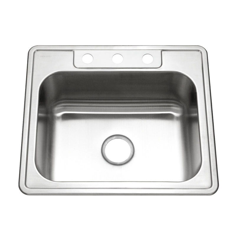Houzer Glowtone Stainless Steel Drop-in Topmount 3-hole Single Bowl Kitchen Sink - Parent