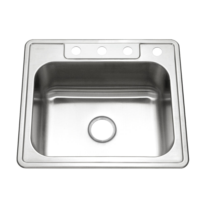 Houzer Glowtone Stainless Steel Drop-in Topmount 4-hole Single Bowl Kitchen Sink - Parent
