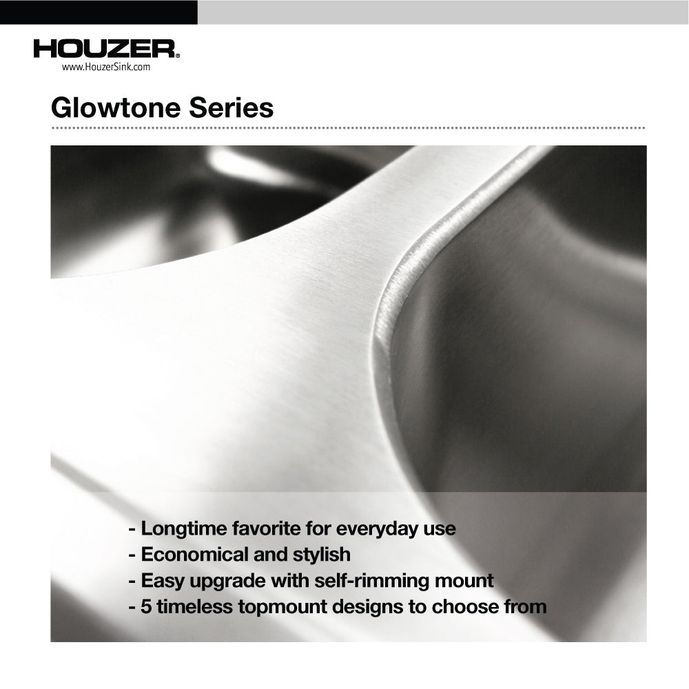 Houzer Glowtone Stainless Steel Drop-in Topmount 4-hole Single Bowl Kitchen Sink - Parent
