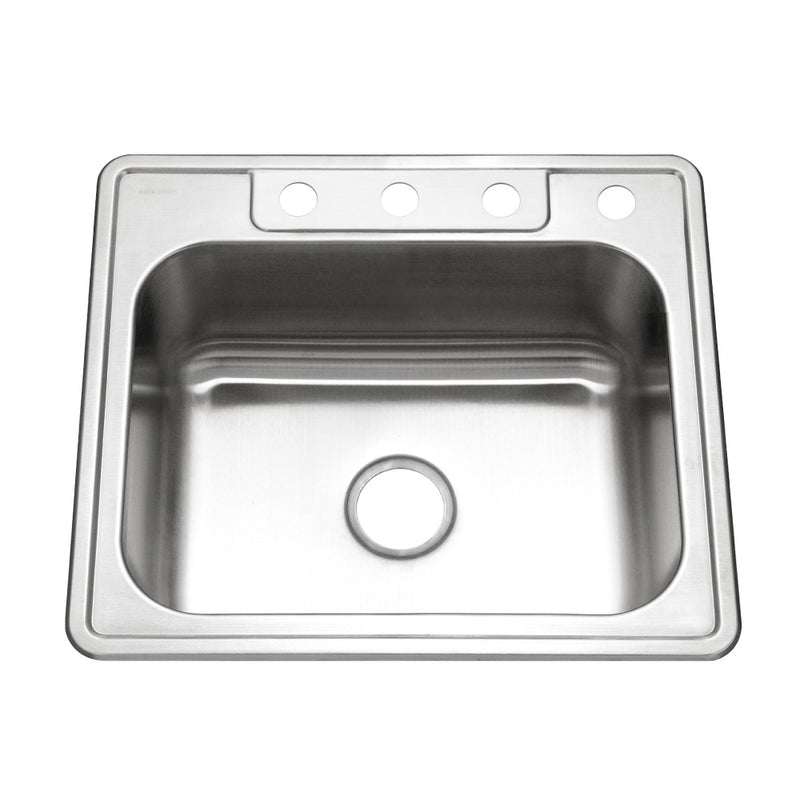 Houzer Glowtone Stainless Steel Drop-in Topmount 4-hole Single Bowl Kitchen Sink - Parent