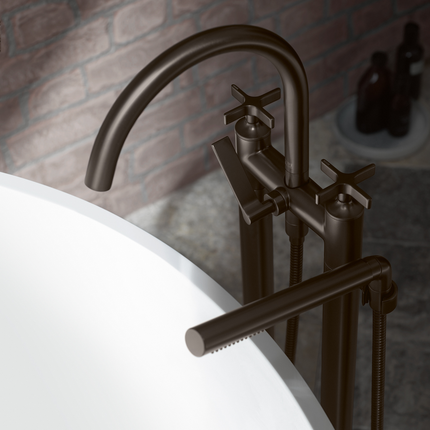 Dornbracht 25943809 Vaia Two-Hole Tub Mixer For Freestanding Installation With Hand Shower Set