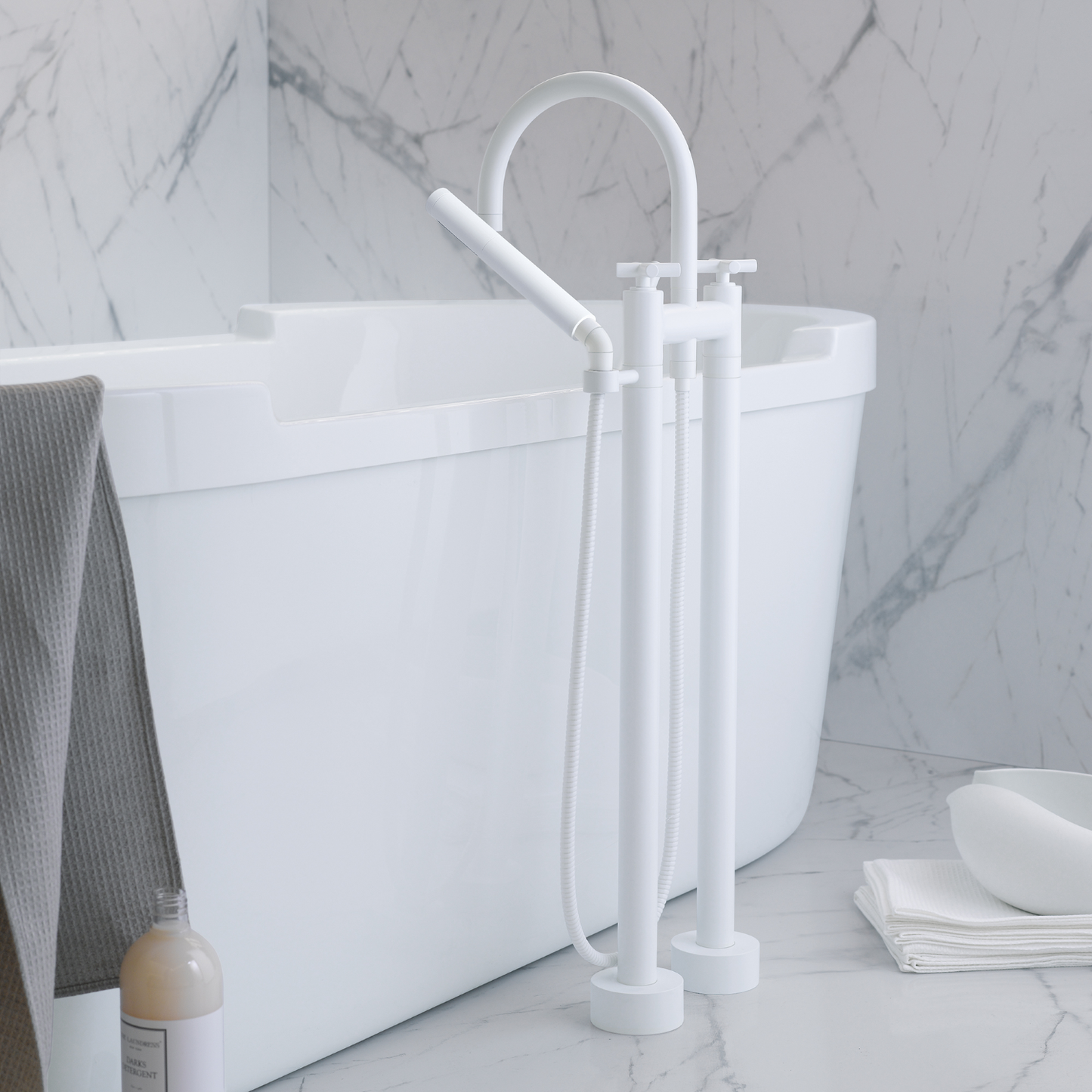 Dornbracht 25943892 Tara Two-Hole Tub Mixer For Freestanding Installation With Hand Shower Set