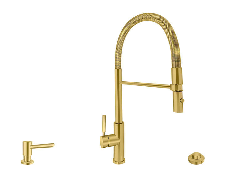 Acquaco 26.726RL-3 Culinario Pro Low Spout Pull Out Kitchen Faucet 3pc. Suite