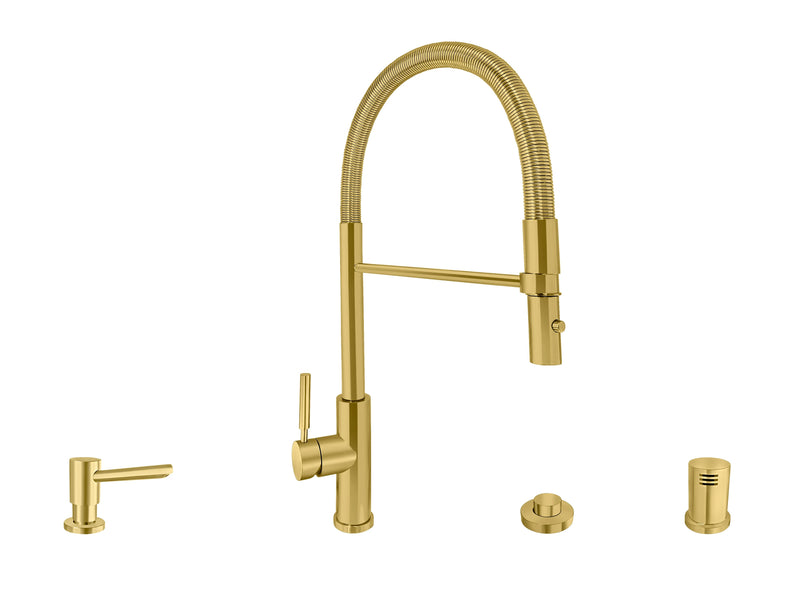 Acquaco 26.726RL-4 Culinario Pro Low Spout Pull Out Kitchen Faucet 4pc. Suite