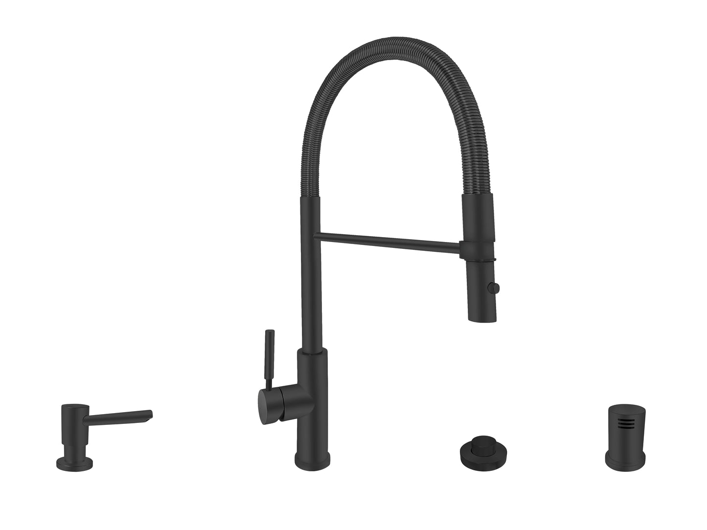 Acquaco 26.726RL-4 Culinario Pro Low Spout Pull Out Kitchen Faucet 4pc. Suite