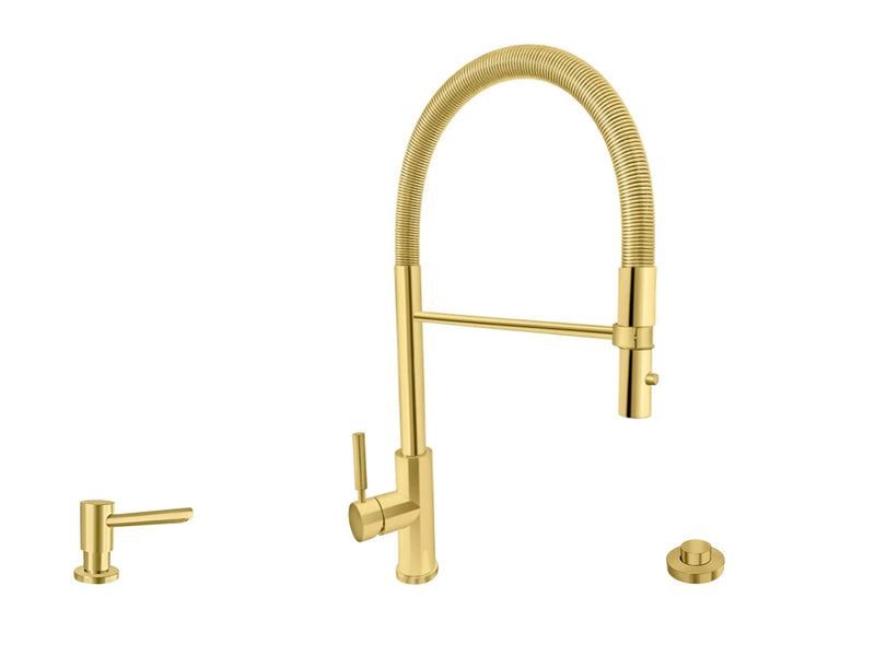 Acquaco 26.727RL-3 Culinario Pro High Spout Pull Out Kitchen Faucet 3pc. Suite