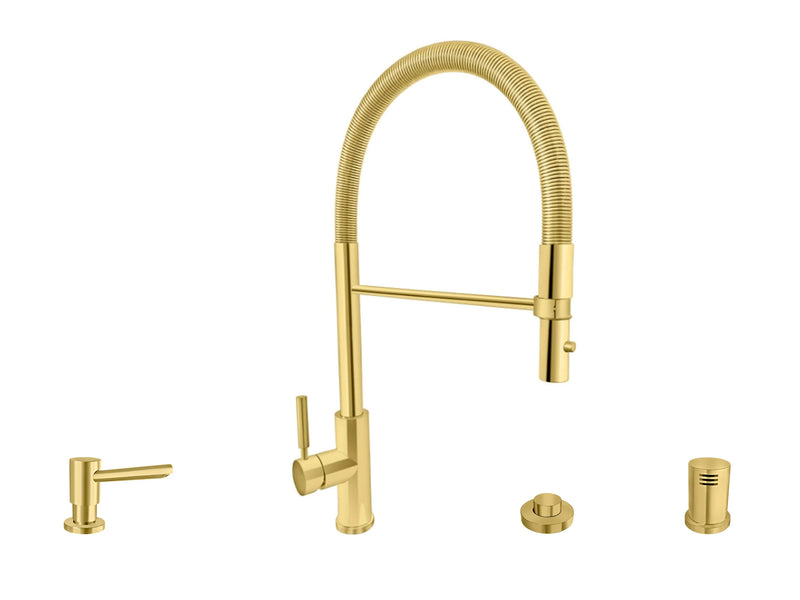 Acquaco 26.727RL-4 Culinario Pro High Spout Pull Out Kitchen Faucet 4pc. Suite