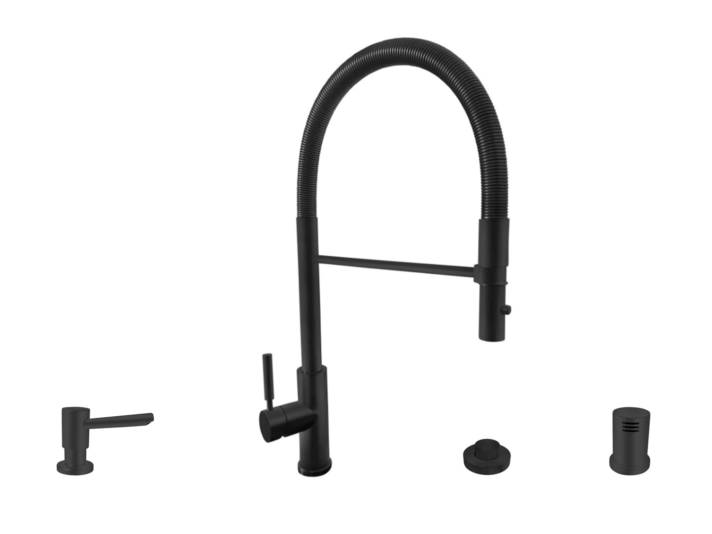 Acquaco 26.727RL-4 Culinario Pro High Spout Pull Out Kitchen Faucet 4pc. Suite