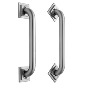Jaclo 2712 12" Deluxe Grab Bar With Contemporary Square/Diamond Flange
