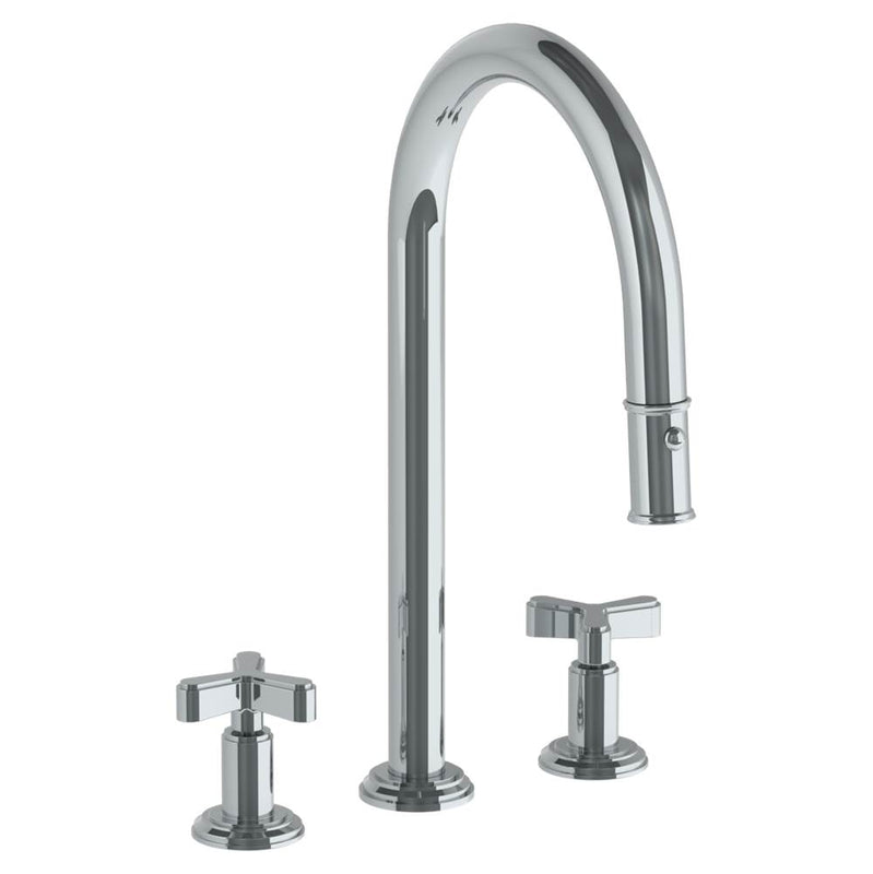 Watermark 29-7PG2-TR25 Deck Mounted 3 Hole Gooseneck Kitchen Faucet With Pull Down Spray - Parent