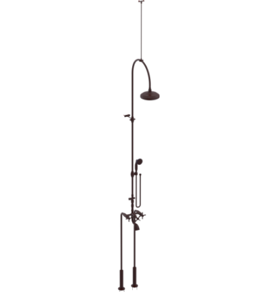 Rubinet 2FRVC Floor Mount Tub Shower With Hand Held Shower
