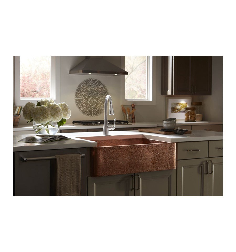 Thompson Traders 2KS-RG Gari Legacy Kitchen Rectangular Handcrafted Single bowl farmhouse style kitchen sink Rose Gold