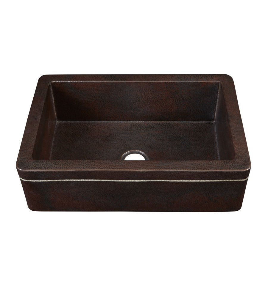 Thompson Traders 2KS-SL Silver Line Legacy Kitchen Rectangular Handcrafted Single bowl farmhouse style sink Black Copper