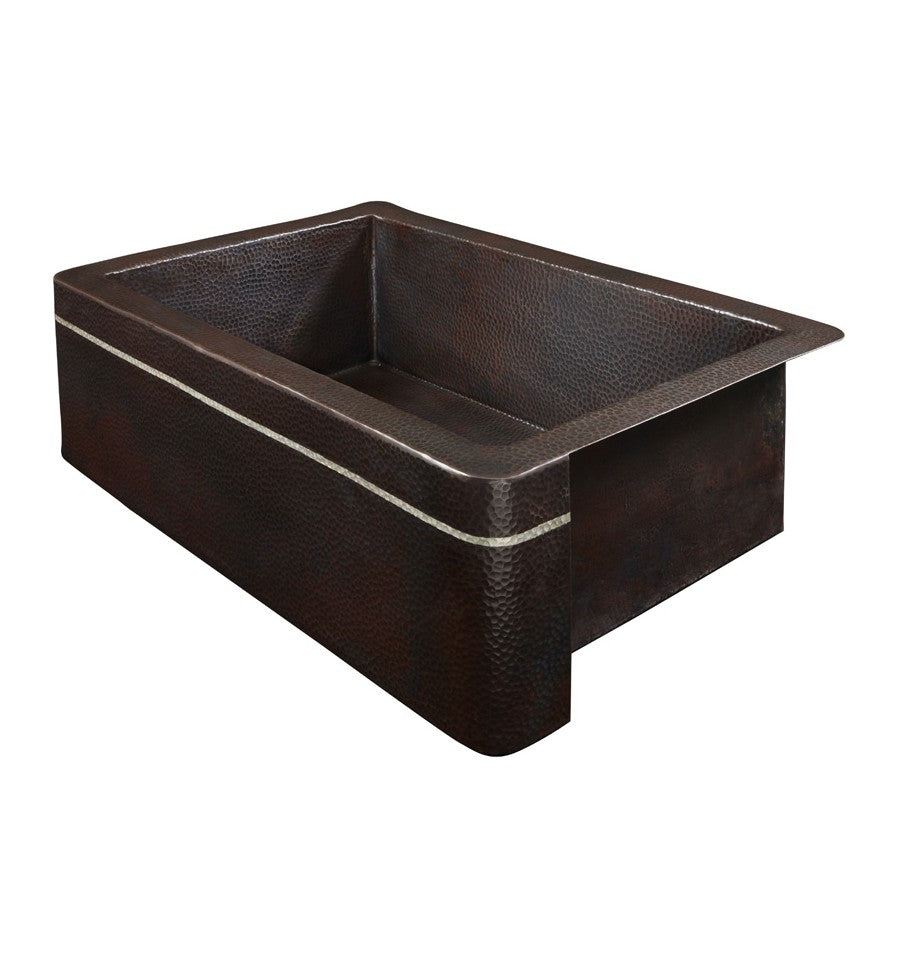Thompson Traders 2KS-SL Silver Line Legacy Kitchen Rectangular Handcrafted Single bowl farmhouse style sink Black Copper