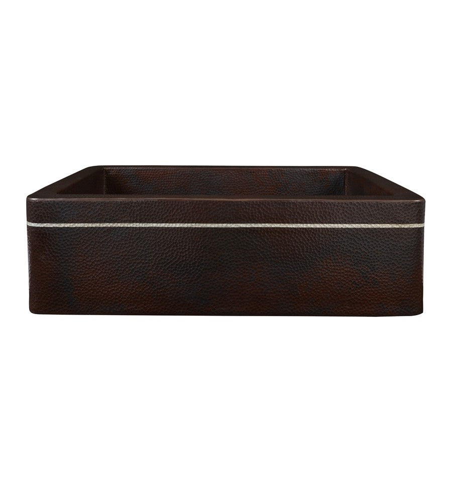 Thompson Traders 2KS-SL Silver Line Legacy Kitchen Rectangular Handcrafted Single bowl farmhouse style sink Black Copper
