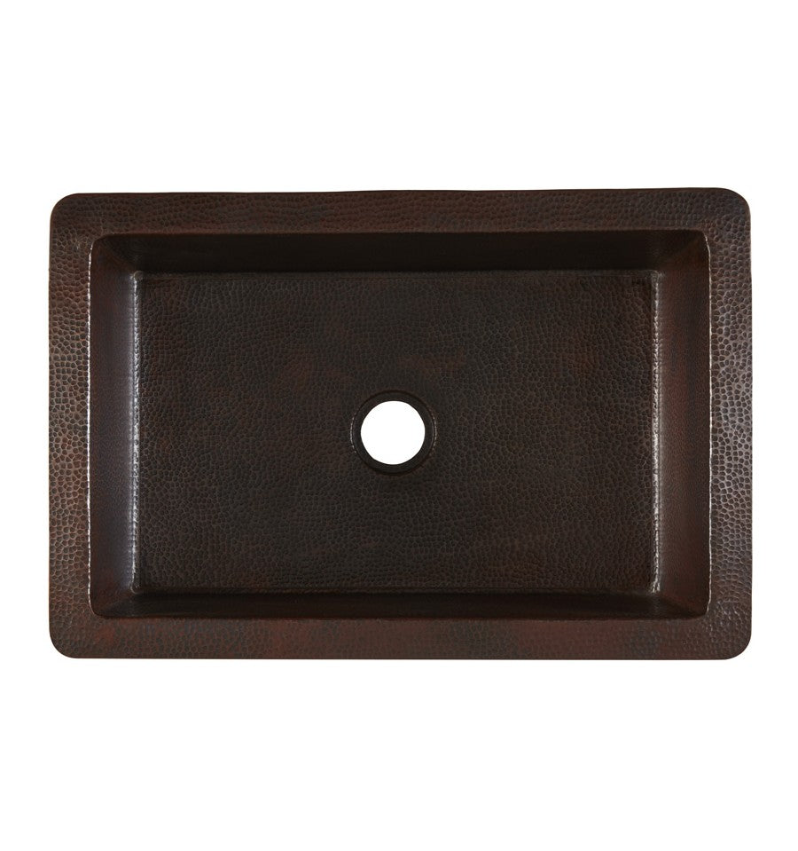 Thompson Traders 2KS-SL Silver Line Legacy Kitchen Rectangular Handcrafted Single bowl farmhouse style sink Black Copper