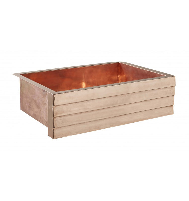 Thompson Traders 2KS-T Tiered Lucca Legacy Kitchen Rectangular Handcrafted Single bowl farmhouse styke sink Rose Gold