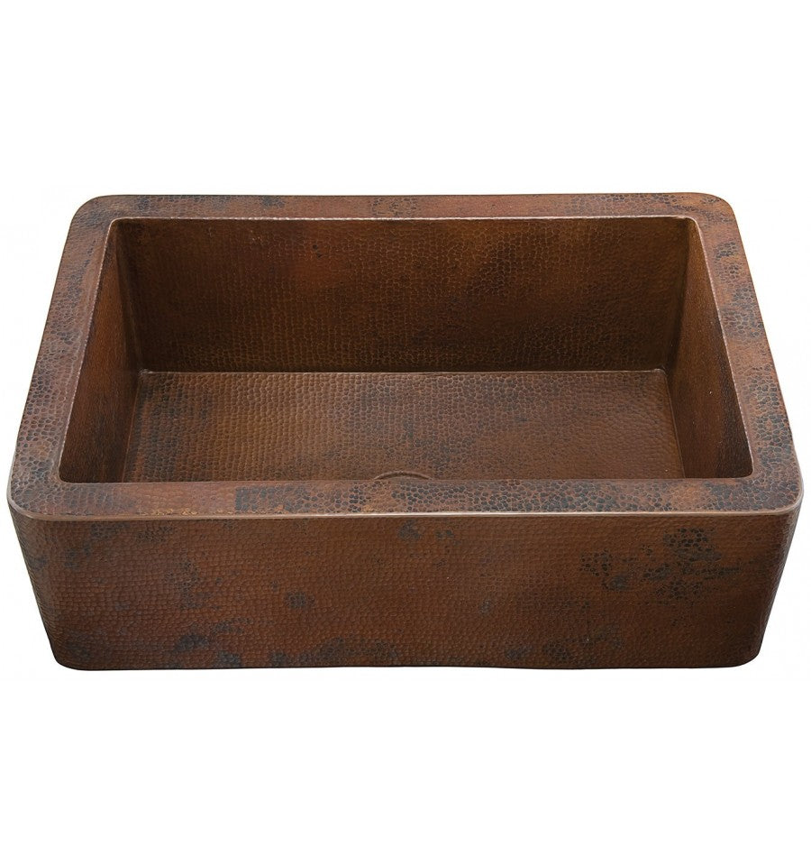 Thompson Traders 2KS Toscana Legacy Kitchen Farm House Apron Front Single Bowl Hand Hammered Kitchen Sink Black Copper