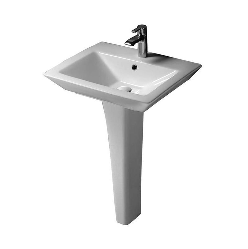 Barclay 3-361WH Opulence 23 Pedestal Lavatory Rect. Bowl 1 - Hole  - White