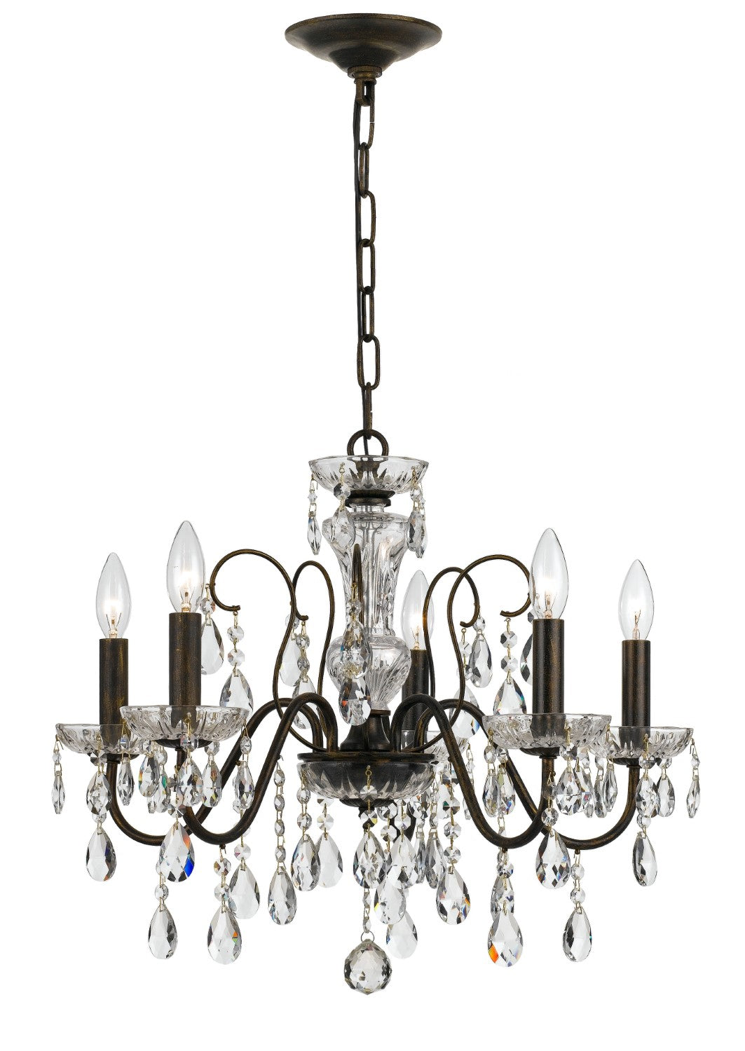 Crystorama 3025-EB-CL-MWP Butler 5 Light Hand Cut Crystal Chandelier - English Bronze