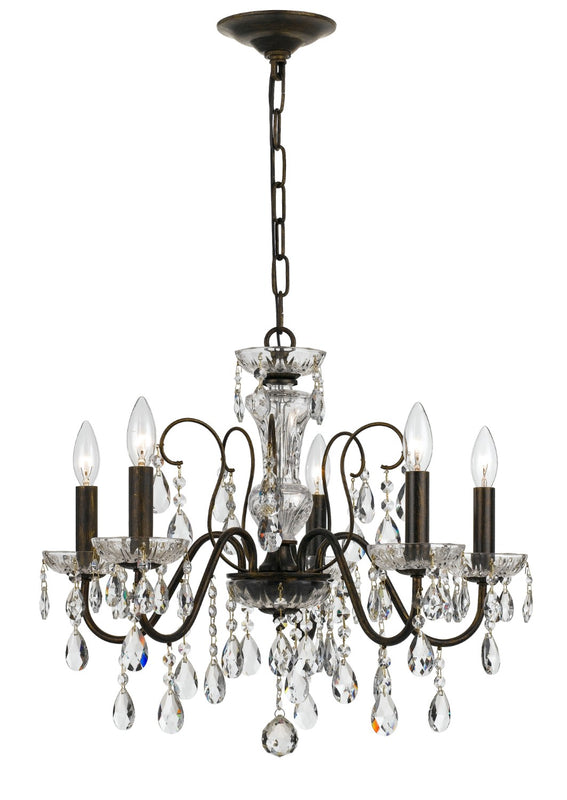 Crystorama 3025-EB-CL-MWP Butler 5 Light Hand Cut Crystal Chandelier - English Bronze