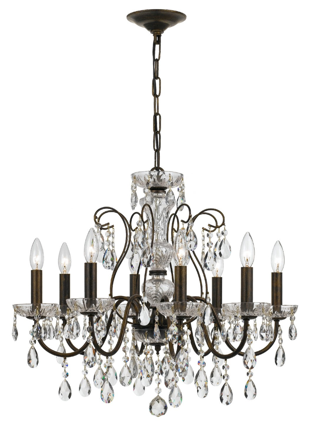 Crystorama 3028-EB-CL-MWP Butler 8 Light Hand Cut Crystal Chandelier - English Bronze