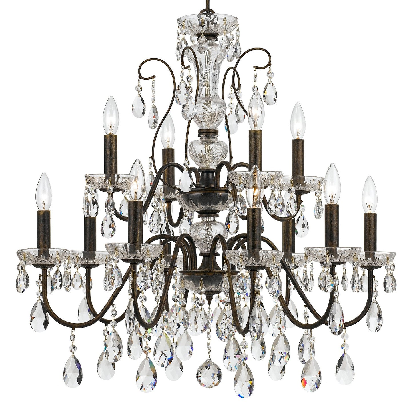 Crystorama 3029-EB-CL-MWP Butler 12 Light Hand Cut Crystal Chandelier - English Bronze