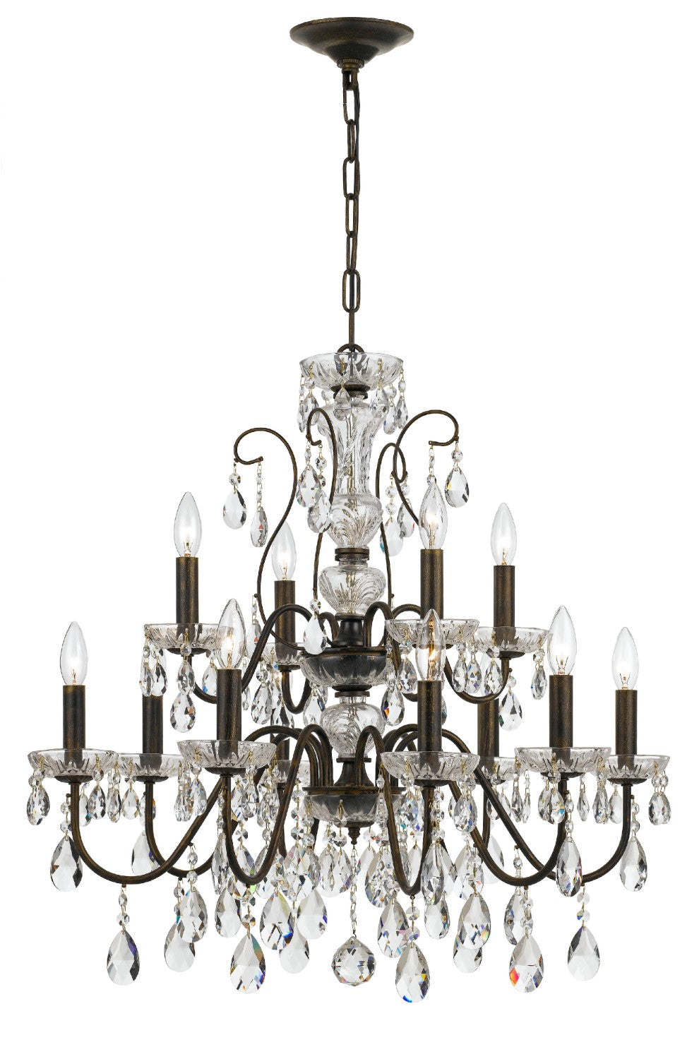 Crystorama 3029-EB-CL-S Butler 12 Light Swarovski Strass Crystal Chandelier - English Bronze