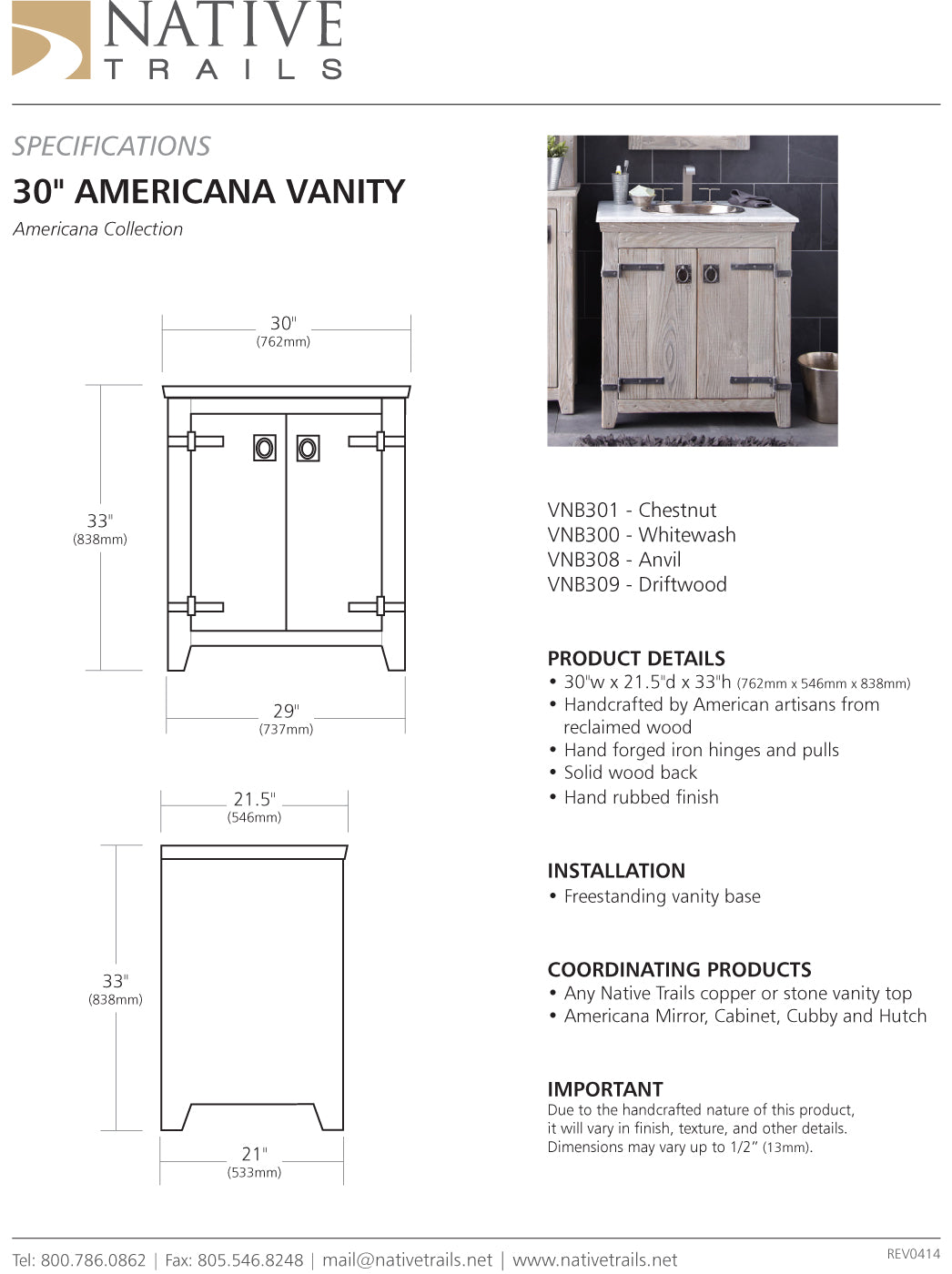 Native Trails Americana Vanity - Parent