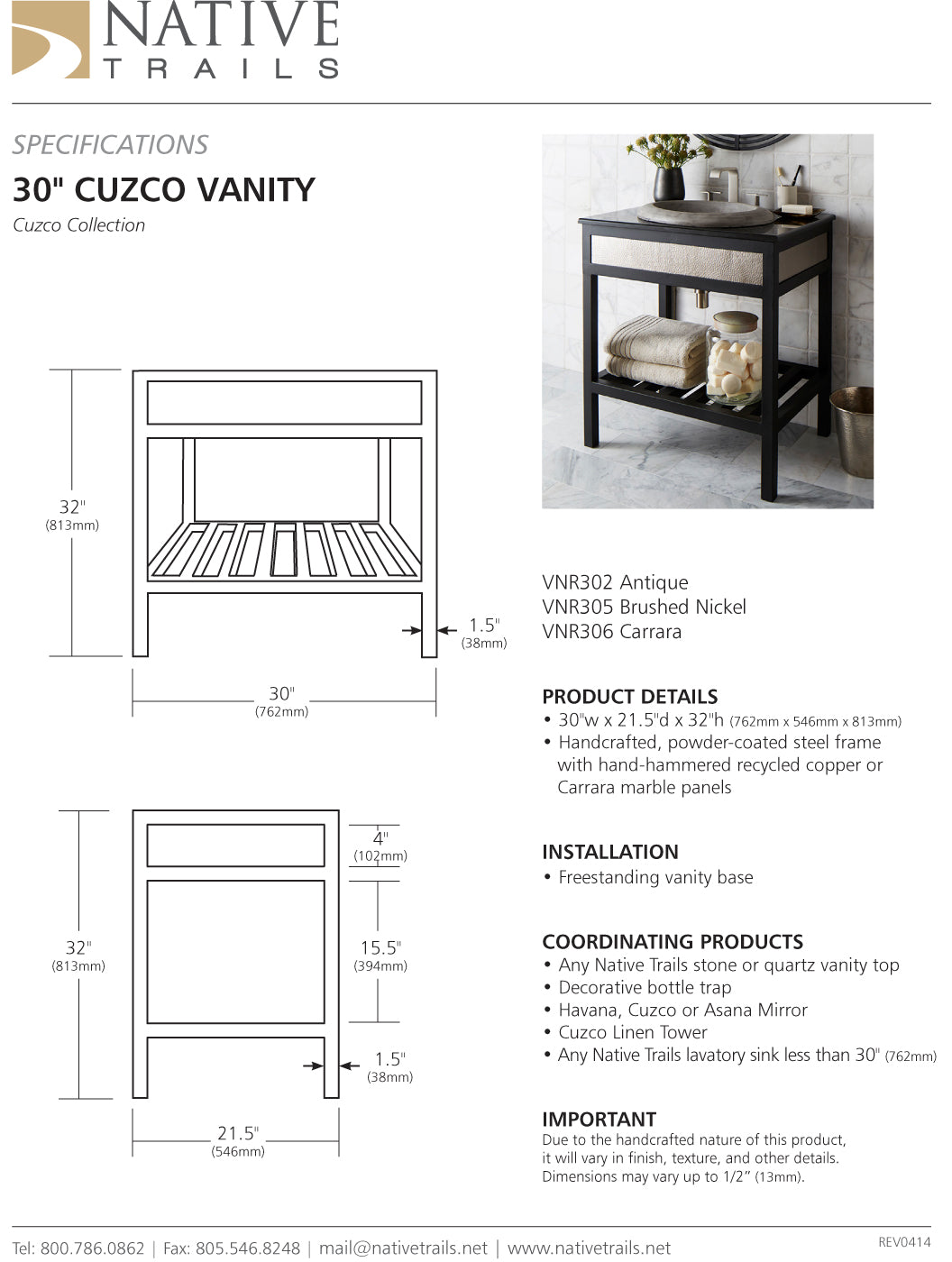 Native Trails Cuzco Vanity - Parent