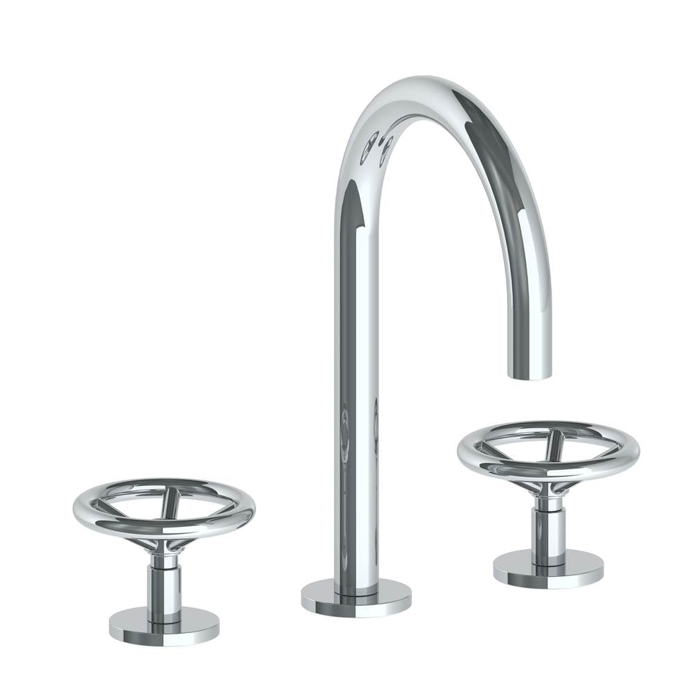 Watermark 31-2G-BK Brooklyn Deck Mounted 3 Hole Extended Gooseneck Lavatory Set