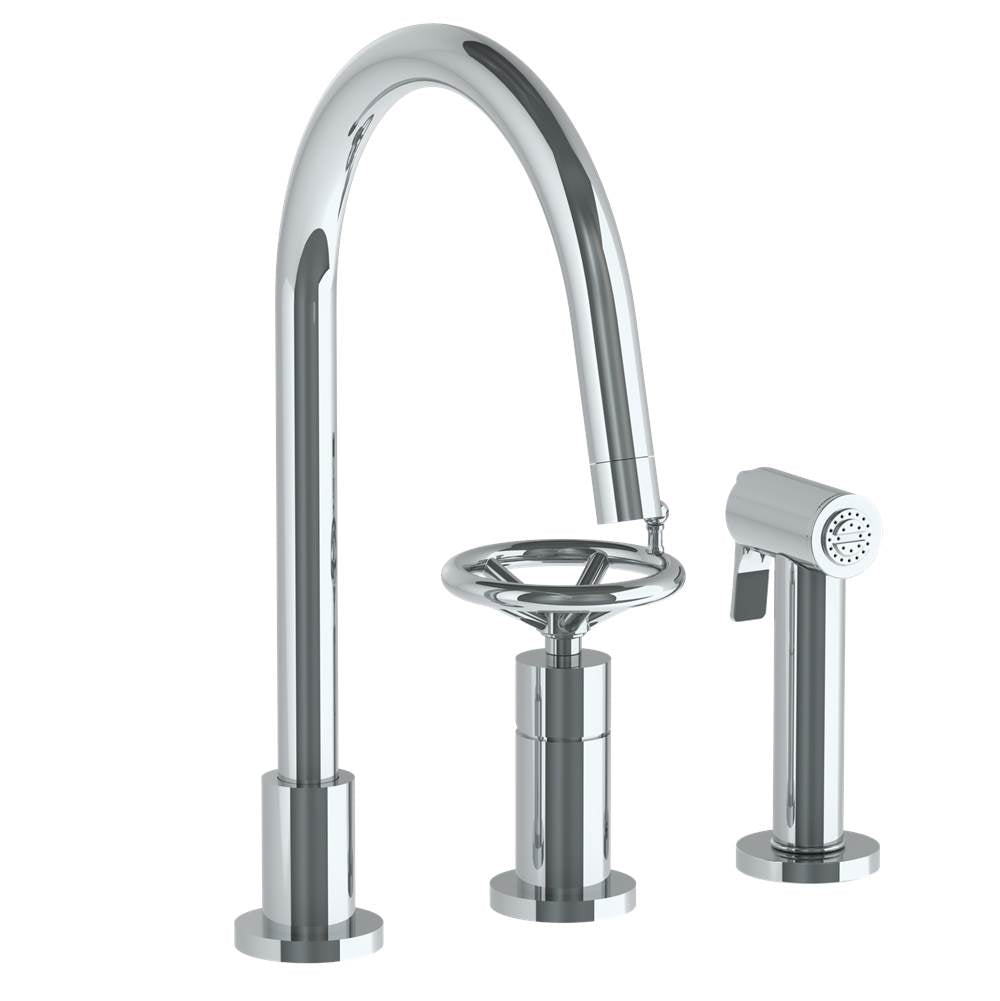 Watermark 31-7.1.3GA-BKA1V Deck Mounted 3 Hole Gooseneck Kitchen Set - Includes Side Spray - Parent
