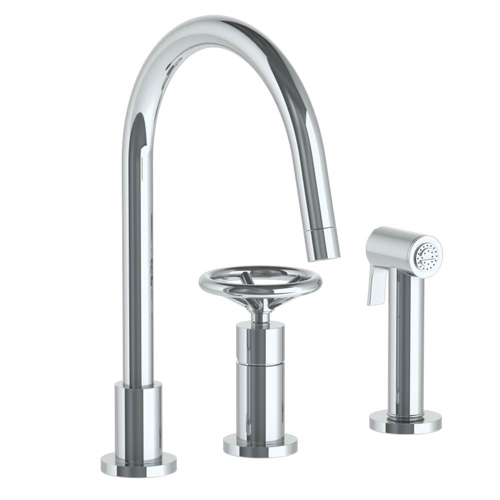 Watermark 31-7.1.3GA-BKV Deck Mounted 3 Hole Gooseneck Kitchen Set - Includes Side Spray - Parent