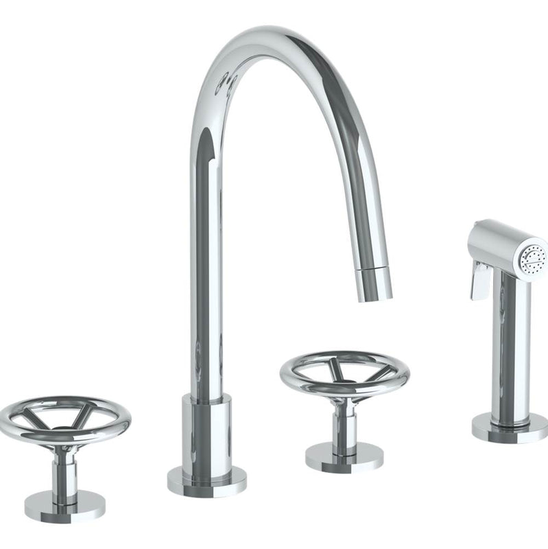 Watermark 31-7.1G-BK Deck Mounted 4 Hole Gooseneck Kitchen Set - Includes Side Spray - Parent
