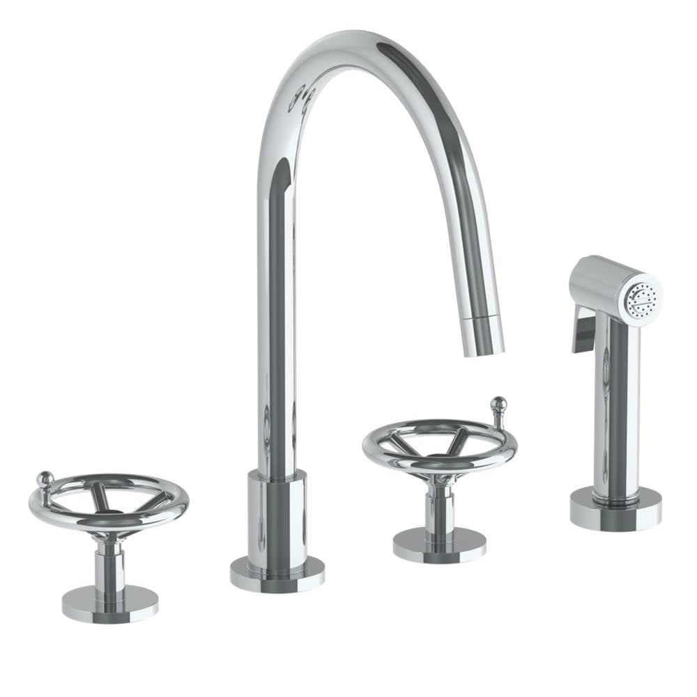Watermark 31-7.1G-BKA1 Deck Mounted 4 Hole Gooseneck Kitchen Set - Includes Side Spray - Parent