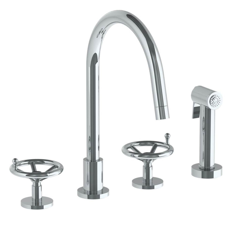 Watermark 31-7.1G-BKA1 Deck Mounted 4 Hole Gooseneck Kitchen Set - Includes Side Spray - Parent