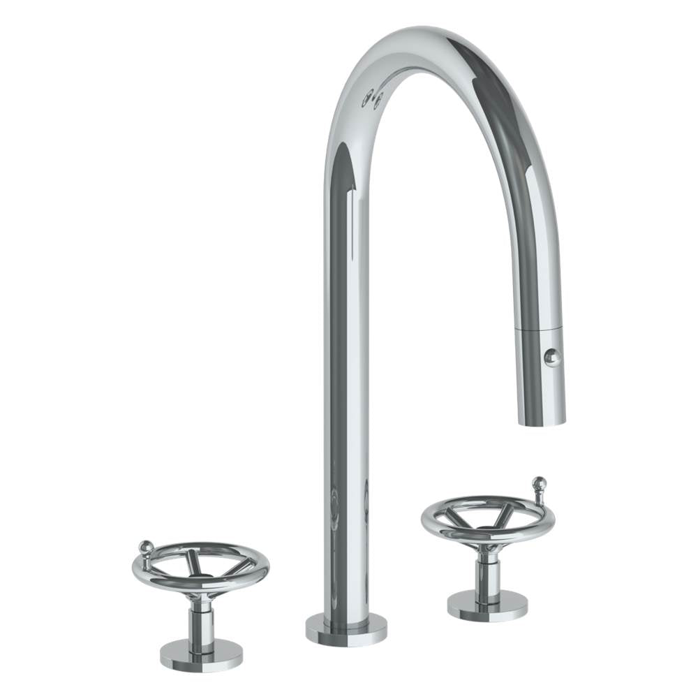 Watermark 31-7PG2-BKA1 Deck Mounted 3 Hole Gooseneck Kitchen Faucet With Pull Down Spray - Parent