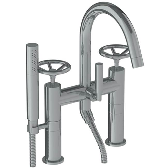 Watermark 31-8.2-BK Brooklyn Deck Mounted Exposed Gooseneck Bath Set With Hand Shower