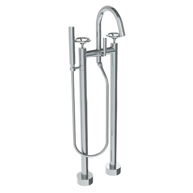 Watermark 31-8.3-BK Brooklyn Floor Standing Gooseneck Bath Set With Slim Hand Shower