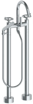 Watermark 31-8.3-BKA1 Brooklyn Floor Standing Gooseneck Bath Set With Slim Hand Shower