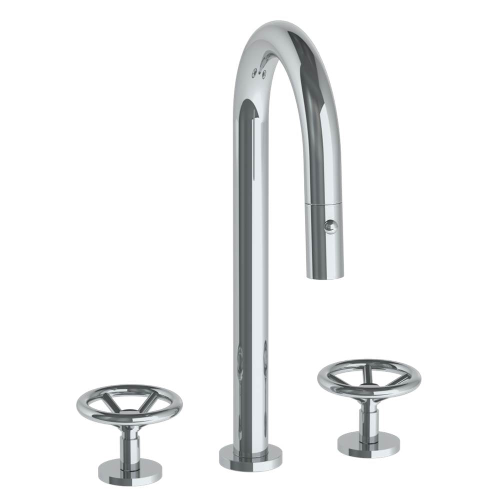 Watermark 31-9PG4-BK Deck Mounted 3 Hole Gooseneck Prep Faucet With Pull Down Spray - Parent