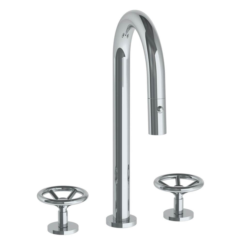 Watermark 31-9PG4-BK Deck Mounted 3 Hole Gooseneck Prep Faucet With Pull Down Spray - Parent