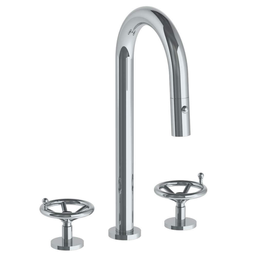 Watermark 31-9PG4-BKA1 Deck Mounted 3 Hole Gooseneck Prep Faucet With Pull Down Spray - Parent