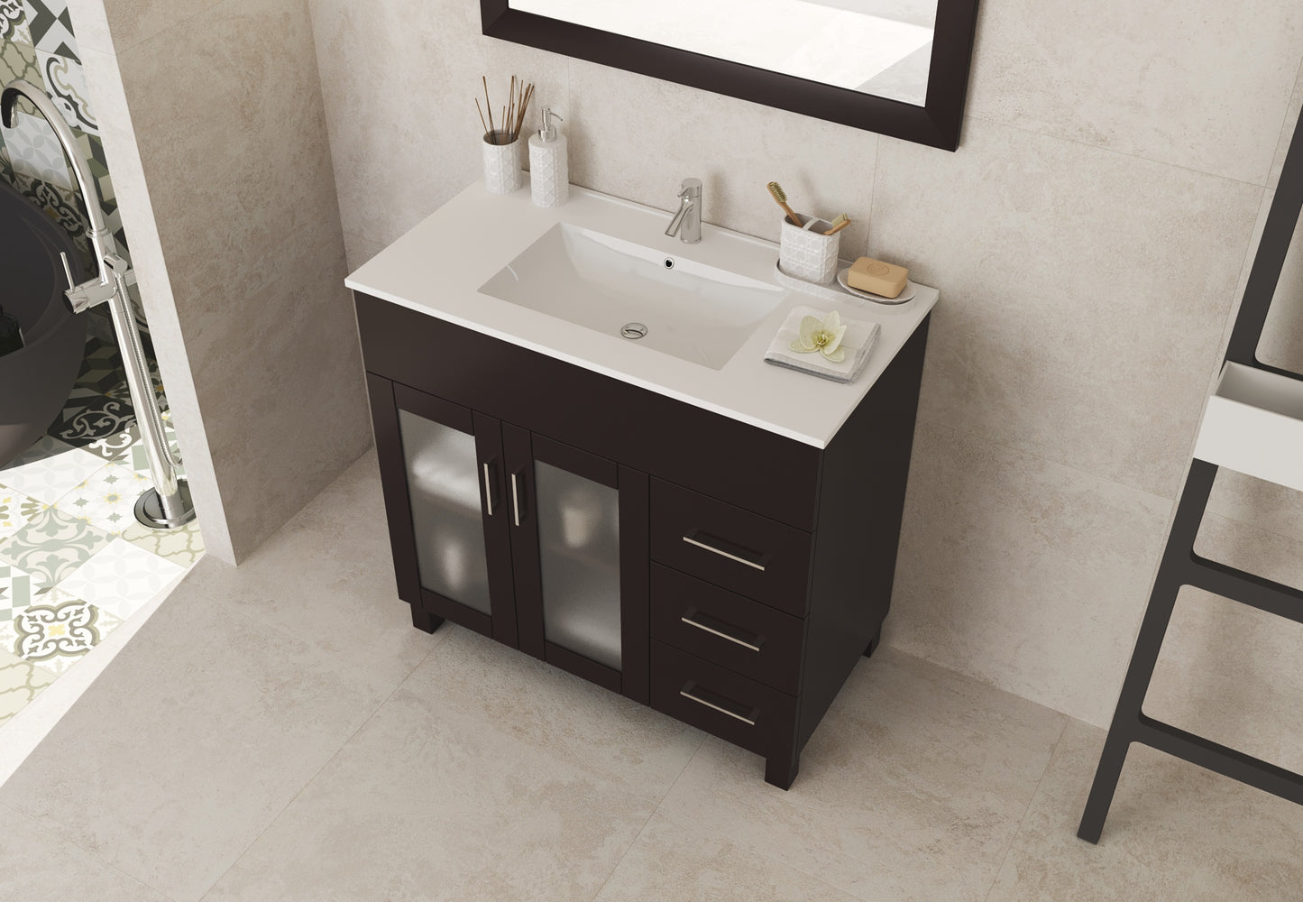 Laviva 31321529-36 Nova 36" Bathroom Vanity with White Ceramic Basin Countertop