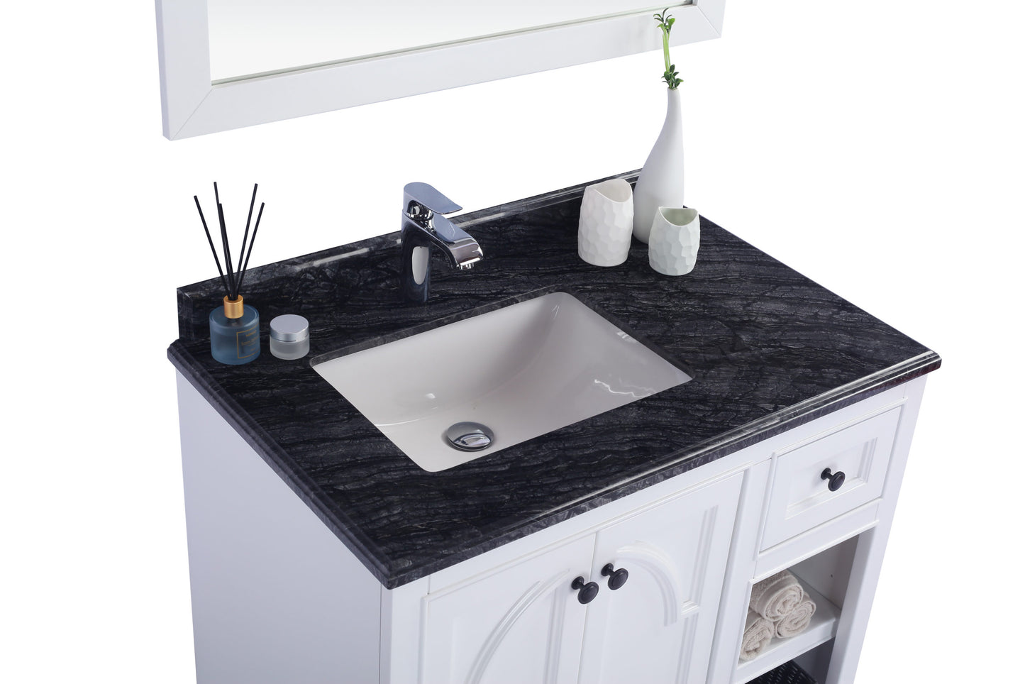 Laviva 313613-36 Odyssey 36" Single Hole Countertop with Left Offset Rectangular Ceramic Sink - Parent